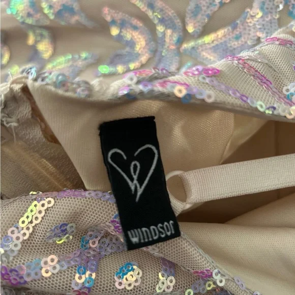 Windsor Tan Holographic Prom Dress - Picture 5 of 6